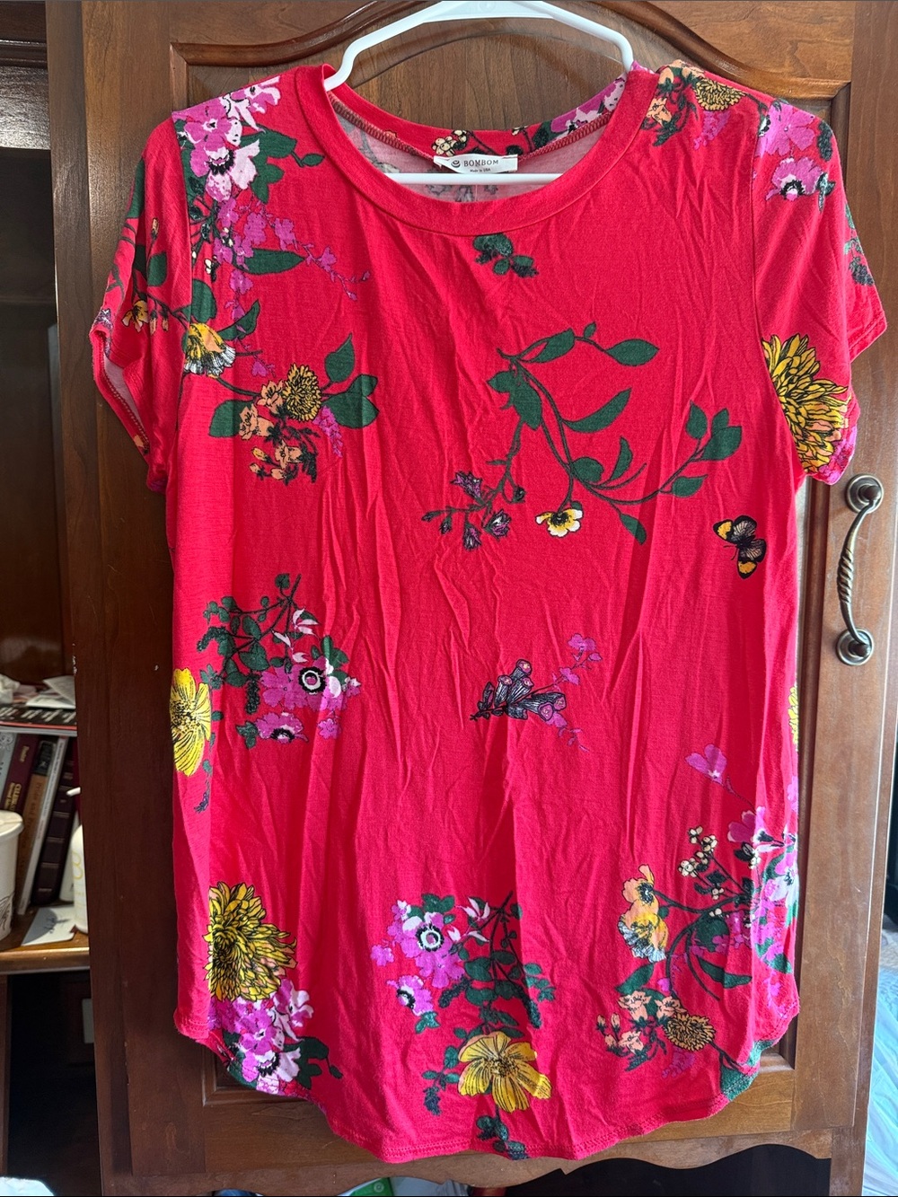 Lularoe Bright Pink Floral Short-Sleeve Tee